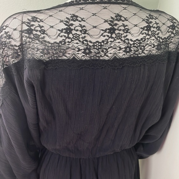 Free People Top Tunic Lace Blouson Black Size Small Long Dolman Sleeves - Picture 5 of 8